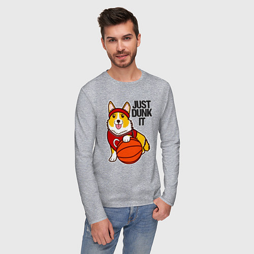 Мужской лонгслив JUST DUNK IT корги / Меланж – фото 3