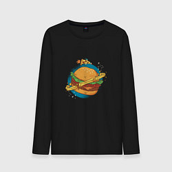 Лонгслив хлопковый мужской Бургер Планета Planet Burger, цвет: черный