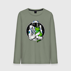 Мужской лонгслив Космонавт с инопланетным котом