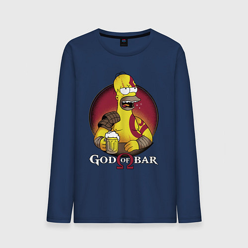 Мужской лонгслив Homer god of bar / Тёмно-синий – фото 1