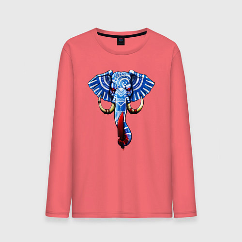 Мужской лонгслив Слон с тесаком / Коралловый – фото 1