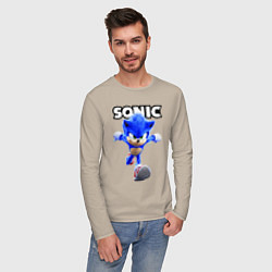 Лонгслив хлопковый мужской Sonic the Hedgehog 2022, цвет: миндальный — фото 2