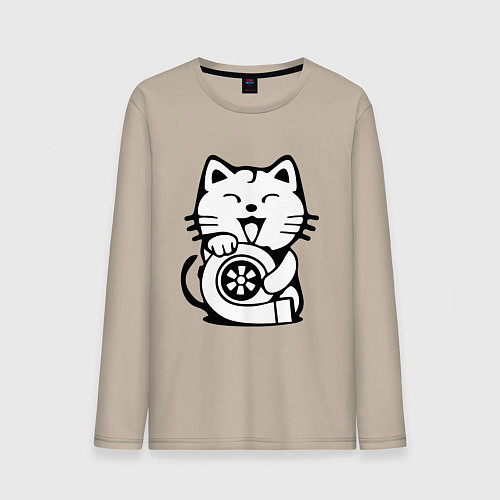 Мужской лонгслив JDM Cat & Engine Japan / Миндальный – фото 1