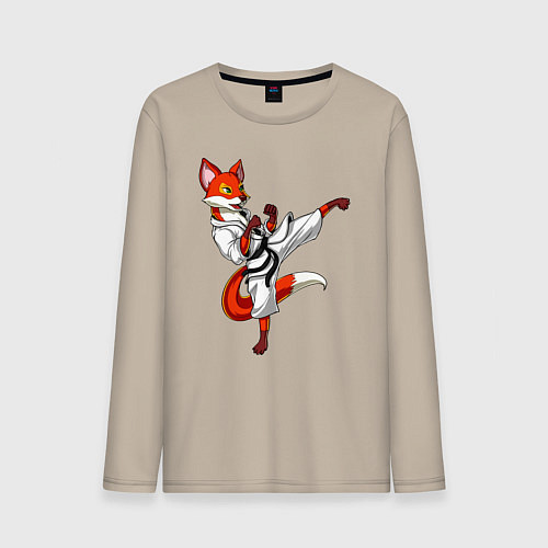 Мужской лонгслив Лис боец / Миндальный – фото 1
