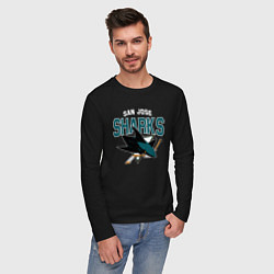 Лонгслив хлопковый мужской SAN JOSE SHARKS NHL, цвет: черный — фото 2