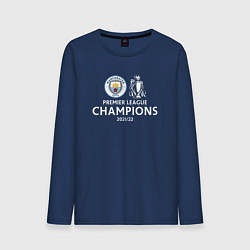 Лонгслив хлопковый мужской Manchester City Champions сезон 20212022, цвет: тёмно-синий
