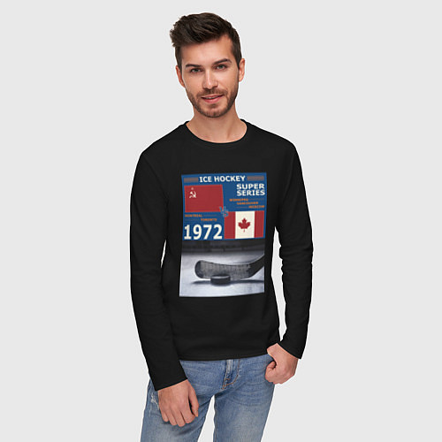 Мужской лонгслив Хоккей cуперсерия 1972 / Черный – фото 3
