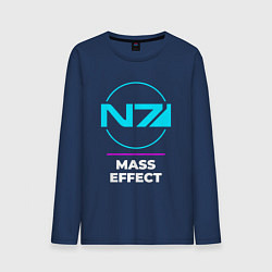 Мужской лонгслив Символ Mass Effect в неоновых цветах
