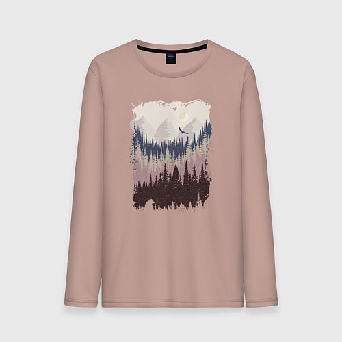Мужской лонгслив Дикая природа / Пыльно-розовый – фото 1