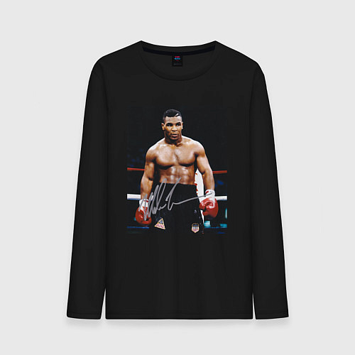 Мужской лонгслив Майк Тайсон Фото с авторгафом Mike Tyson / Черный – фото 1
