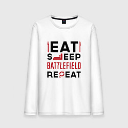 Мужской лонгслив Надпись: Eat Sleep Battlefield Repeat