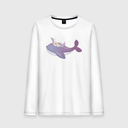 Лонгслив хлопковый мужской Милый Кит С Цветами, цвет: белый