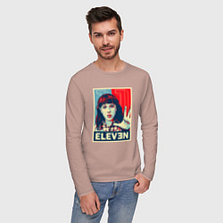 Лонгслив хлопковый мужской Stranger Things Eleven, цвет: пыльно-розовый — фото 2