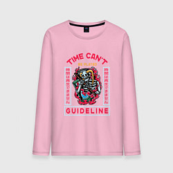 Лонгслив хлопковый мужской Time cant be played guideline, цвет: светло-розовый
