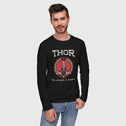 Лонгслив хлопковый мужской Thor strenght of Asgard, цвет: черный — фото 2