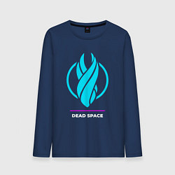 Лонгслив хлопковый мужской Символ Dead Space в неоновых цветах, цвет: тёмно-синий