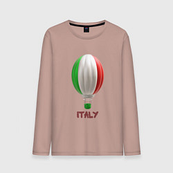 Лонгслив хлопковый мужской 3d aerostat Italy flag, цвет: пыльно-розовый