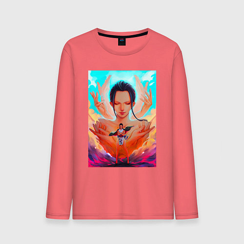 Мужской лонгслив НИКО РОБИН Техника большой цветок ONE PIECE / Коралловый – фото 1