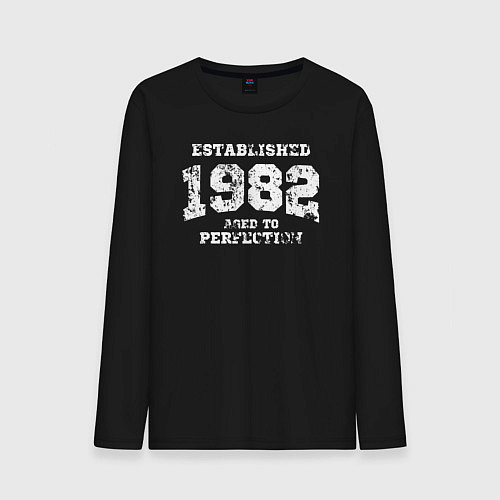 Мужской лонгслив Основана в 1982 году доведено до совершенства / Черный – фото 1