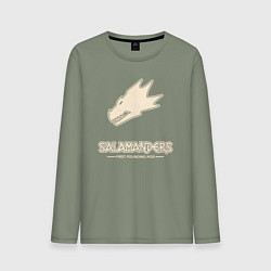 Лонгслив хлопковый мужской Саламандры лого винтаж, цвет: авокадо
