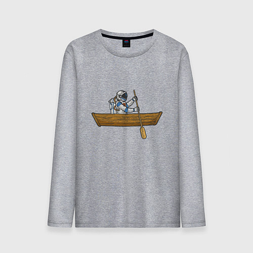 Мужской лонгслив Космонавт в лодке / Меланж – фото 1