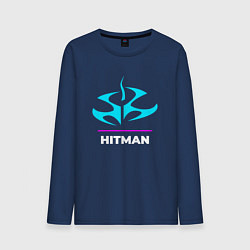 Лонгслив хлопковый мужской Символ Hitman в неоновых цветах, цвет: тёмно-синий