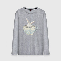 Лонгслив хлопковый мужской Кролик в чашке, цвет: меланж
