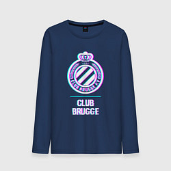 Лонгслив хлопковый мужской Club Brugge FC в стиле Glitch, цвет: тёмно-синий