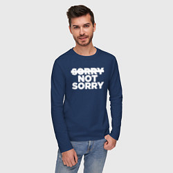 Лонгслив хлопковый мужской Sorry or not sorry, цвет: тёмно-синий — фото 2