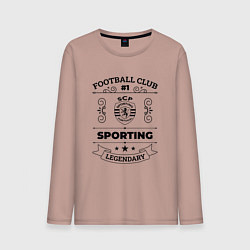 Лонгслив хлопковый мужской Sporting: Football Club Number 1 Legendary, цвет: пыльно-розовый