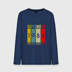Лонгслив хлопковый мужской 1984 - Сентябрь, цвет: тёмно-синий