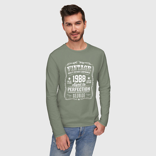 Мужской лонгслив Винтаж 1988 года, выдержанный до совершенства / Авокадо – фото 3