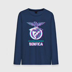 Лонгслив хлопковый мужской Benfica FC в стиле glitch, цвет: тёмно-синий