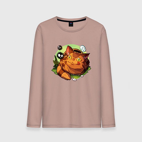 Мужской лонгслив Котобус и сусуватари - мой сосед Тоторо / Пыльно-розовый – фото 1
