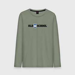 Лонгслив хлопковый мужской Old school, шеврон старой школы, цвет: авокадо