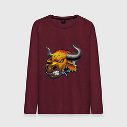 Лонгслив хлопковый мужской Свирепый бычара, цвет: меланж-бордовый
