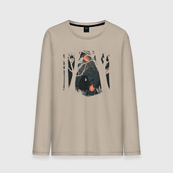 Лонгслив хлопковый мужской Оранжевая луна и песни под гитару, цвет: миндальный