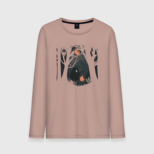 Мужской лонгслив Оранжевая луна и песни под гитару / Пыльно-розовый – фото 1