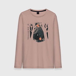 Мужской лонгслив Оранжевая луна и песни под гитару