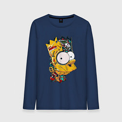 Лонгслив хлопковый мужской Cyber-Bart - Simpsons family, цвет: тёмно-синий