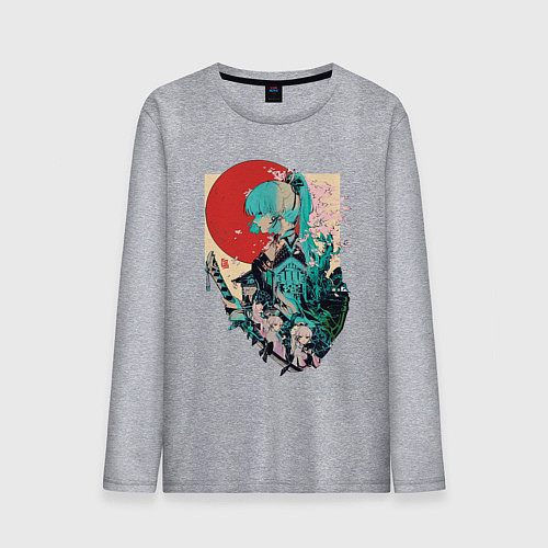 Мужской лонгслив Аяка самурай - Геншин Импакт / Меланж – фото 1