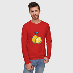Лонгслив хлопковый мужской Вкусные Лимончики, цвет: красный — фото 2