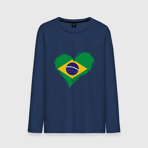 Мужской лонгслив Сердце - Бразилия / Тёмно-синий – фото 1