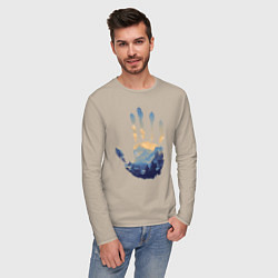 Лонгслив хлопковый мужской Отпечаток ладони Кратоса, цвет: миндальный — фото 2