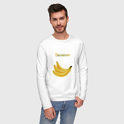 Лонгслив хлопковый мужской Bananas, бананы, цвет: белый — фото 2