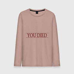 Лонгслив хлопковый мужской Dark Souls - You Died, цвет: пыльно-розовый