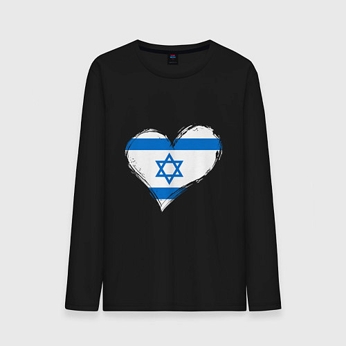 Мужской лонгслив Сердце - Израиль / Черный – фото 1