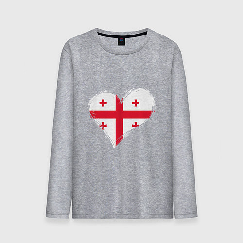 Мужской лонгслив Сердце - Грузия / Меланж – фото 1