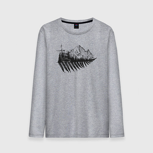 Мужской лонгслив Бездорожье, лес и горы / Меланж – фото 1