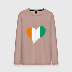 Лонгслив хлопковый мужской Сердце - Ирландия, цвет: пыльно-розовый